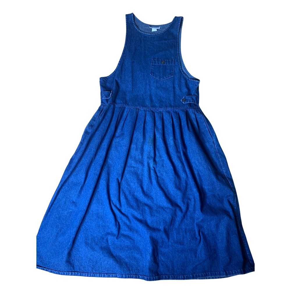 Vintage Patterns Sport Denim Overall Dress Women's Medium Cottage teacher 90s